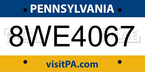 8WE4067 Pennsylvania License Plate