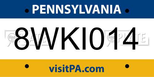 8WKI014 Pennsylvania License Plate