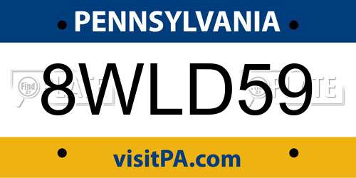 8WLD59 Pennsylvania License Plate