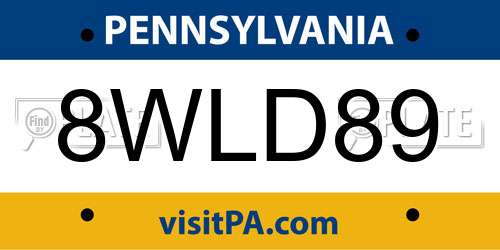 8WLD89 Pennsylvania License Plate