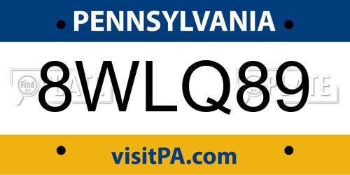 8WLQ89 Pennsylvania License Plate