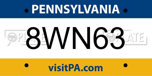 8WN63 Pennsylvania License Plate