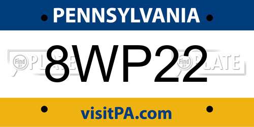 8WP22 Pennsylvania License Plate