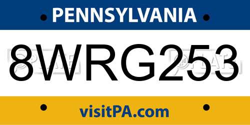 8WRG253 Pennsylvania License Plate
