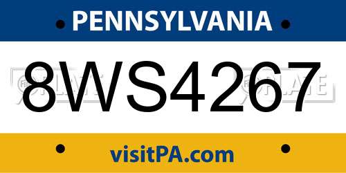 8WS4267 Pennsylvania License Plate