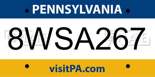 8WSA267 Pennsylvania License Plate