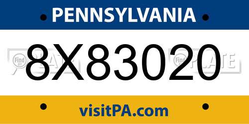 8X83020 Pennsylvania License Plate