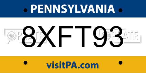 8XFT93 Pennsylvania License Plate