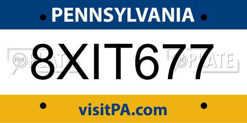8XIT677 Pennsylvania License Plate