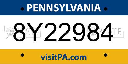 8Y22984 Pennsylvania License Plate