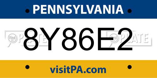 8Y86E2 Pennsylvania License Plate