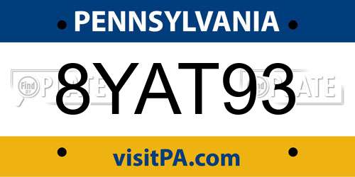 8YAT93 Pennsylvania License Plate