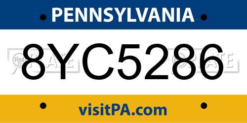 8YC5286 Pennsylvania License Plate