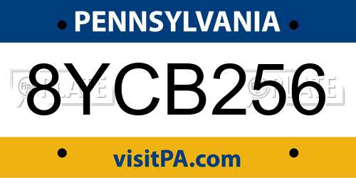 8YCB256 Pennsylvania License Plate