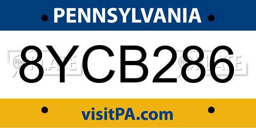 8YCB286 Pennsylvania License Plate