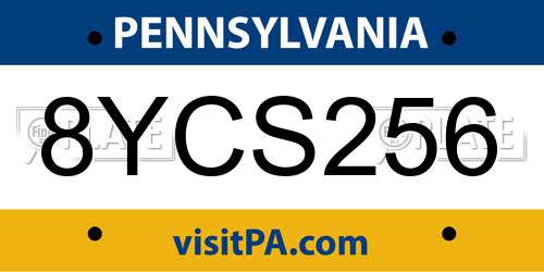 8YCS256 Pennsylvania License Plate