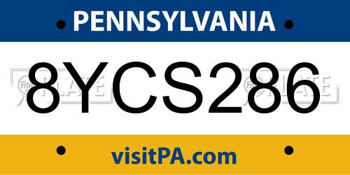 8YCS286 Pennsylvania License Plate