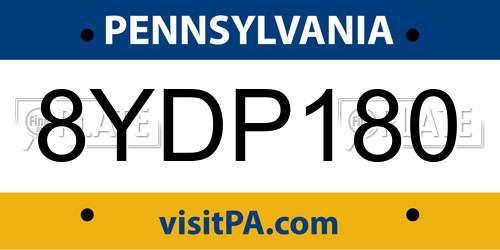 8YDP180 Pennsylvania License Plate