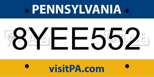 8YEE552 Pennsylvania License Plate