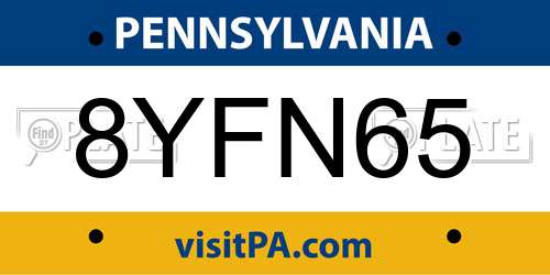 8YFN65 Pennsylvania License Plate