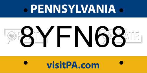8YFN68 Pennsylvania License Plate