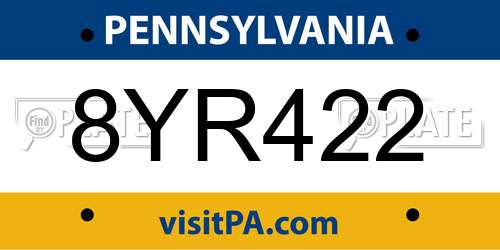 8YR422 Pennsylvania License Plate