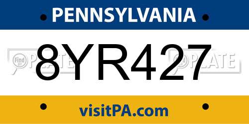 8YR427 Pennsylvania License Plate