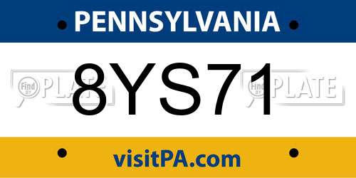 8YS71 Pennsylvania License Plate