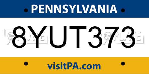 8YUT373 Pennsylvania License Plate