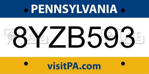 8YZB593 Pennsylvania License Plate