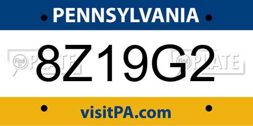 8Z19G2 Pennsylvania License Plate