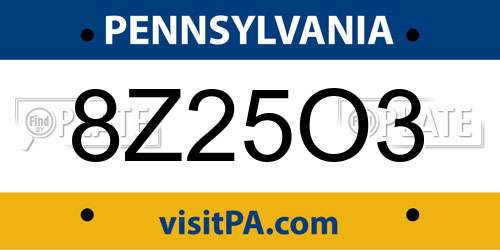 8Z25O3 Pennsylvania License Plate