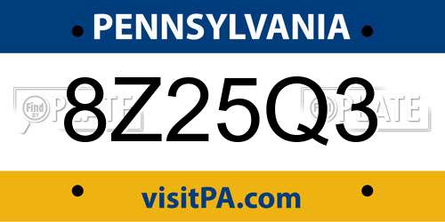 8Z25Q3 Pennsylvania License Plate