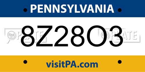 8Z28O3 Pennsylvania License Plate