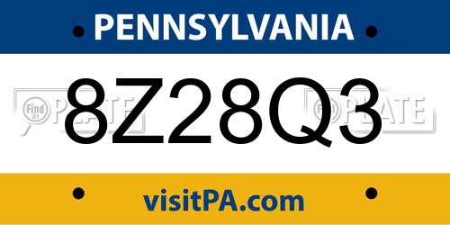 8Z28Q3 Pennsylvania License Plate
