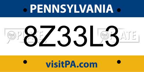 8Z33L3 Pennsylvania License Plate