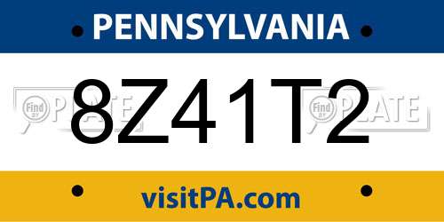 8Z41T2 Pennsylvania License Plate