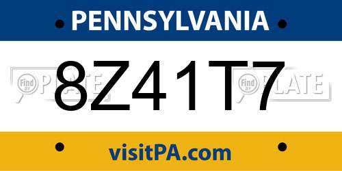 8Z41T7 Pennsylvania License Plate