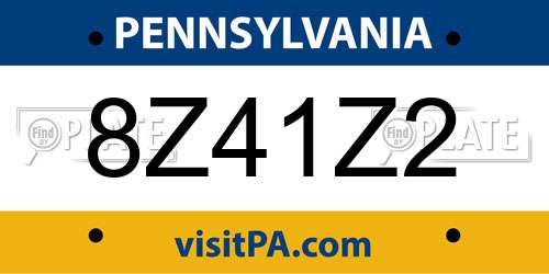 8Z41Z2 Pennsylvania License Plate