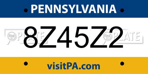 8Z45Z2 Pennsylvania License Plate
