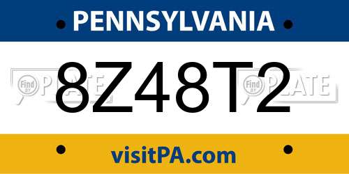8Z48T2 Pennsylvania License Plate