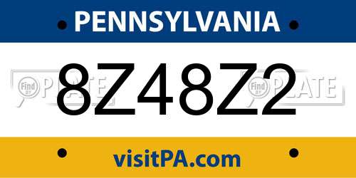 8Z48Z2 Pennsylvania License Plate