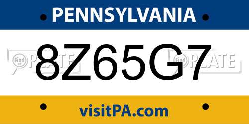 8Z65G7 Pennsylvania License Plate
