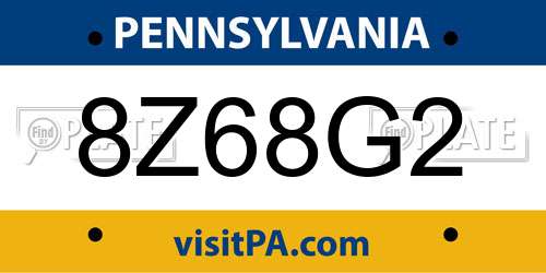8Z68G2 Pennsylvania License Plate