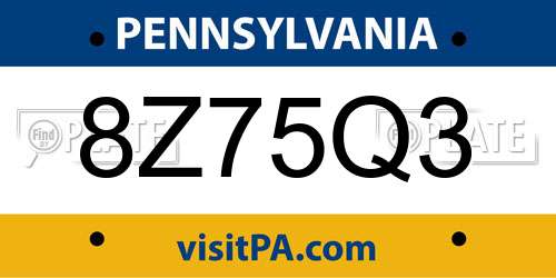 8Z75Q3 Pennsylvania License Plate