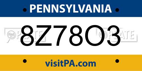 8Z78O3 Pennsylvania License Plate