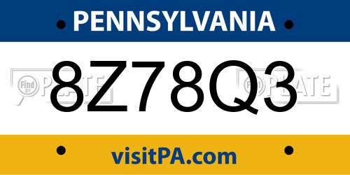 8Z78Q3 Pennsylvania License Plate