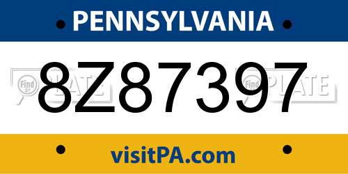 8Z87397 Pennsylvania License Plate