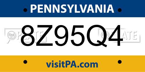 8Z95Q4 Pennsylvania License Plate