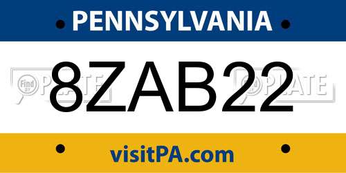 8ZAB22 Pennsylvania License Plate